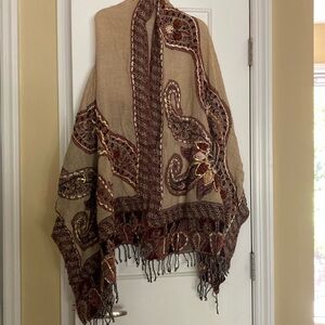 Designer Stunning Huge Embroidered Sequin Shawl Wrap Scarf